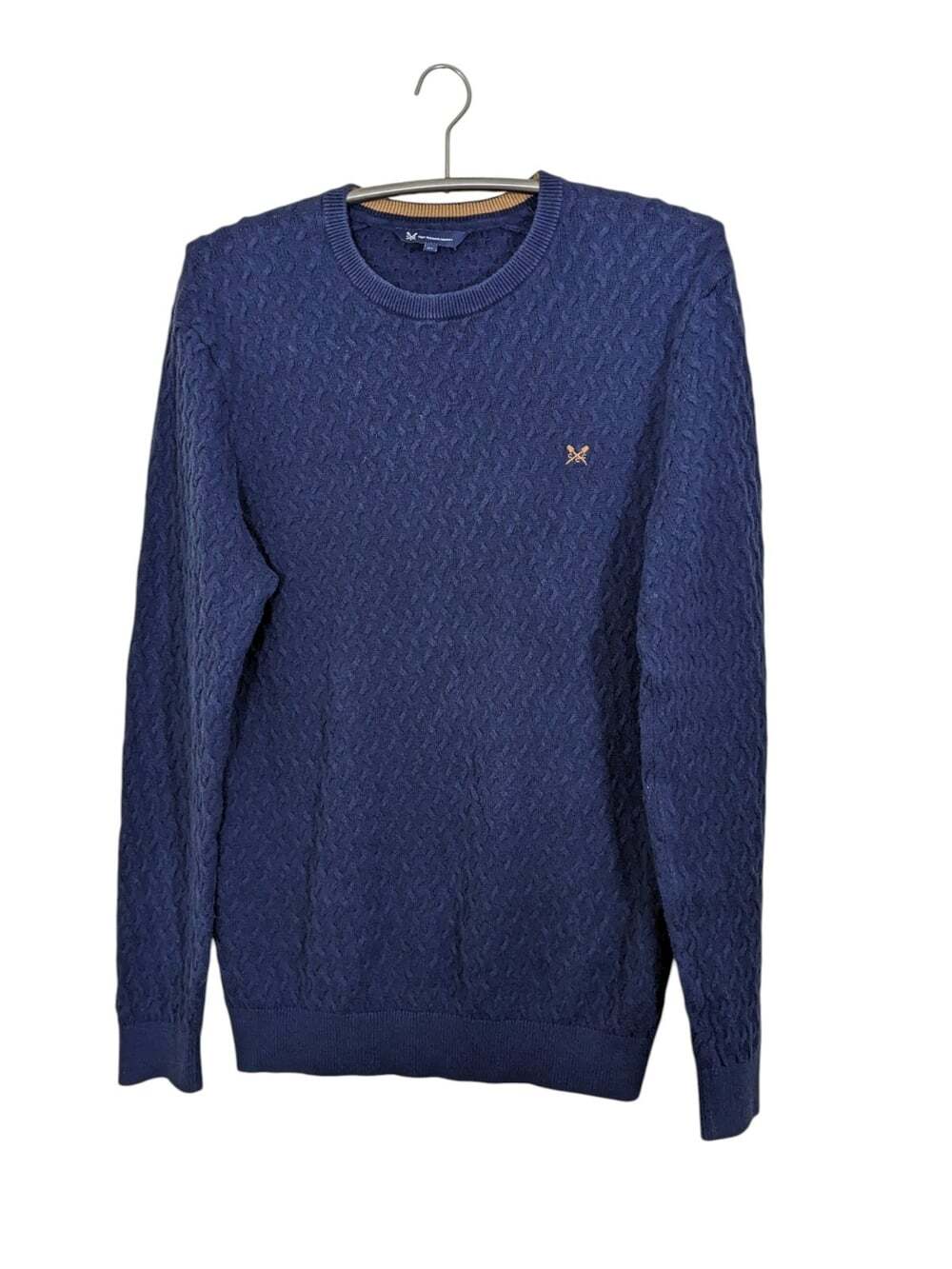 Crew Clothing Company Mens Chunky Textured Sweater XL Navy Blue Cotton Preppy